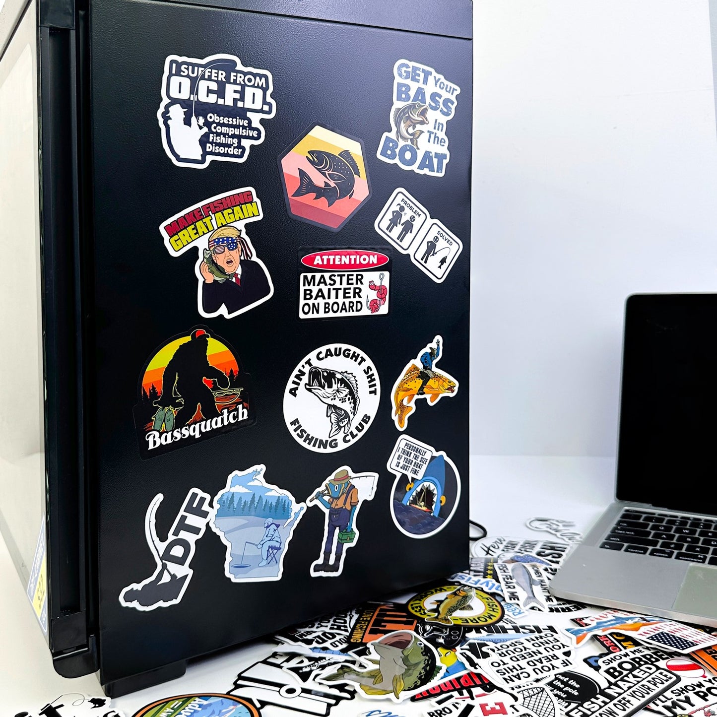73PCS Funny Fishing Stickers – Waterproof Vinyl Decals for Tackle Box, Bucket, Laptops, Cars...