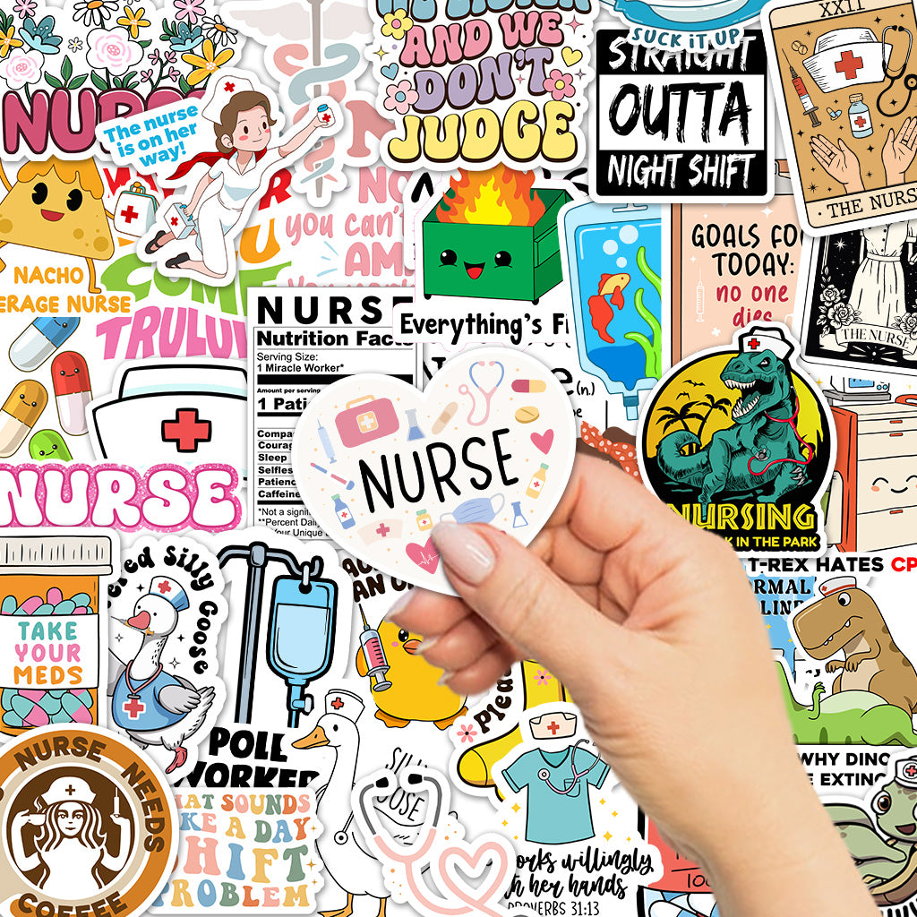 120Pcs Funny Nurse Stickers – Hilarious Medical Decals for Laptop