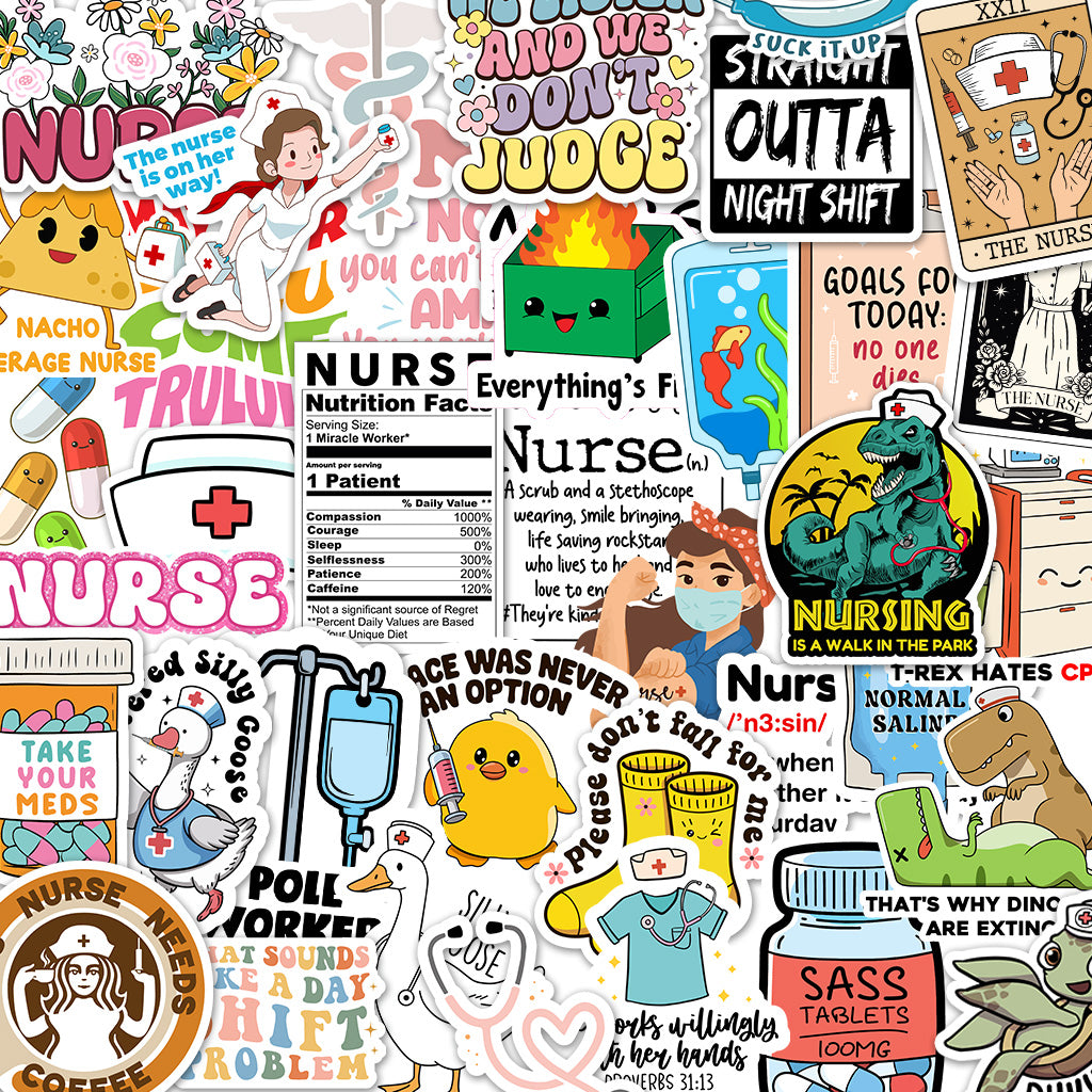 120Pcs Funny Nurse Stickers – Hilarious Medical Decals for Laptop