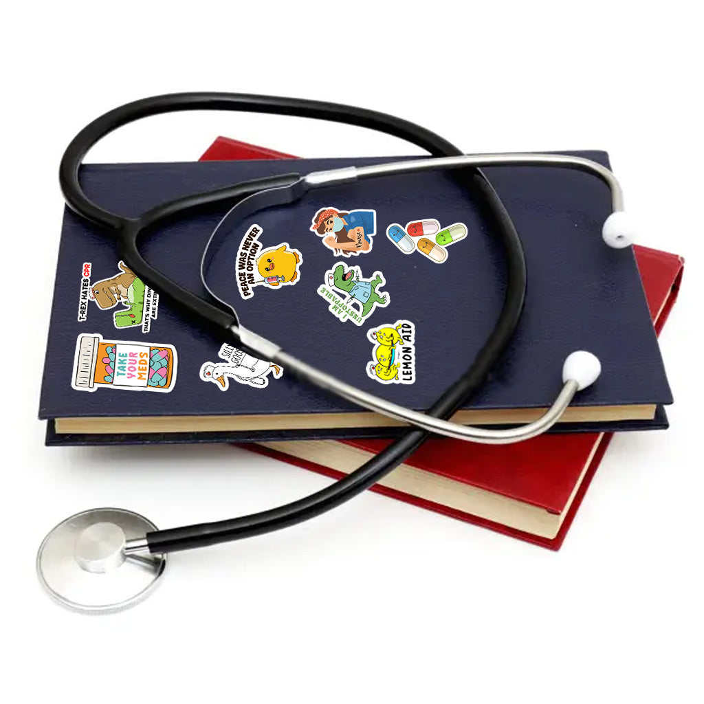 120Pcs Funny Nurse Stickers – Hilarious Medical Decals for Laptop