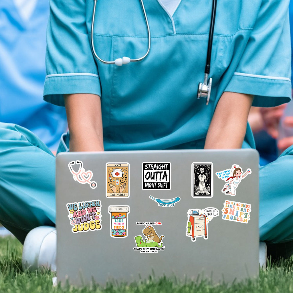 120Pcs Funny Nurse Stickers – Hilarious Medical Decals for Laptop