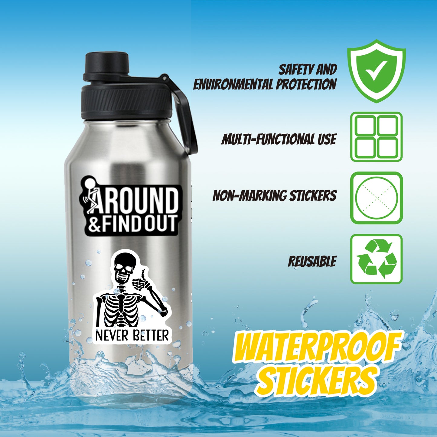 100-200pcs Funny Stickers for Adults, Prank Meme (Dirty) Large Sticker Pack for Bumper, Hard Hat, Water Bottles, Co-Worker, Computers, Vinyl Waterproof Decals