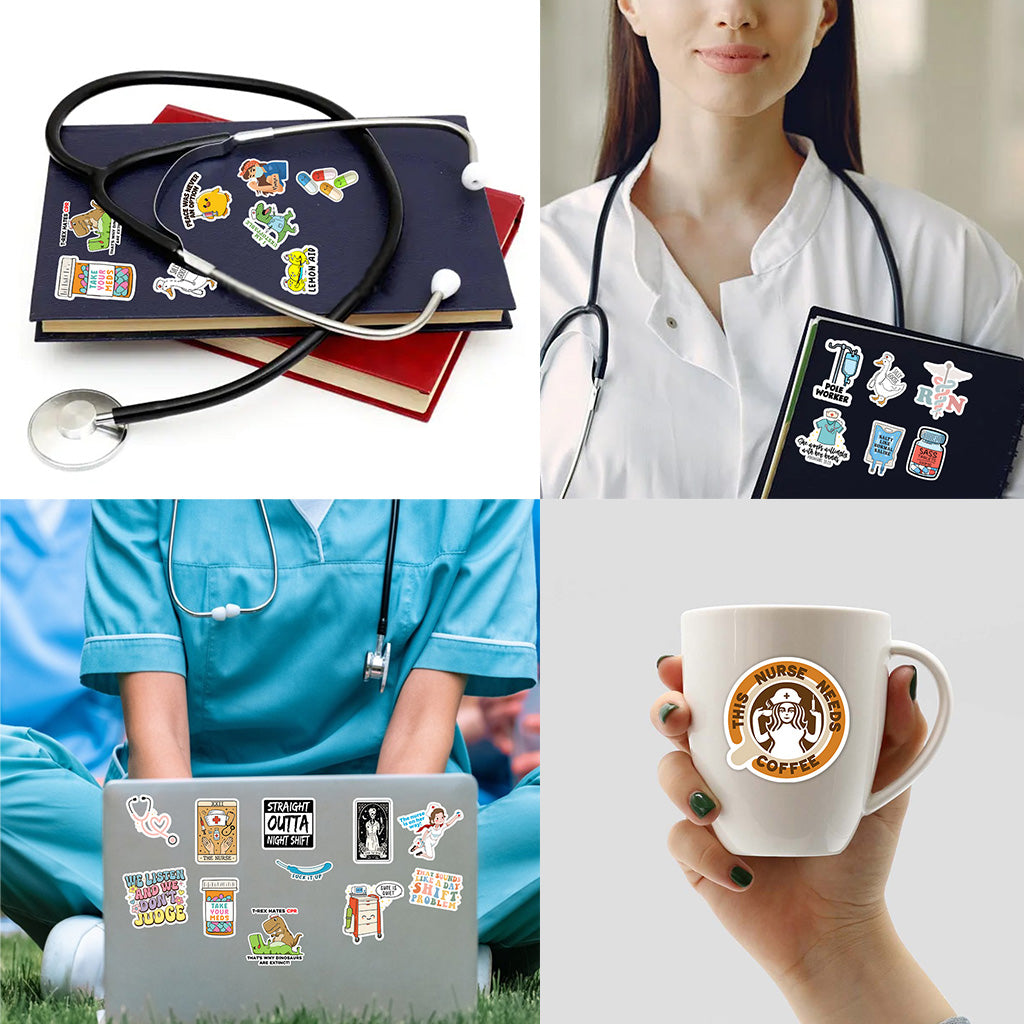 120Pcs Funny Nurse Stickers – Hilarious Medical Decals for Laptop
