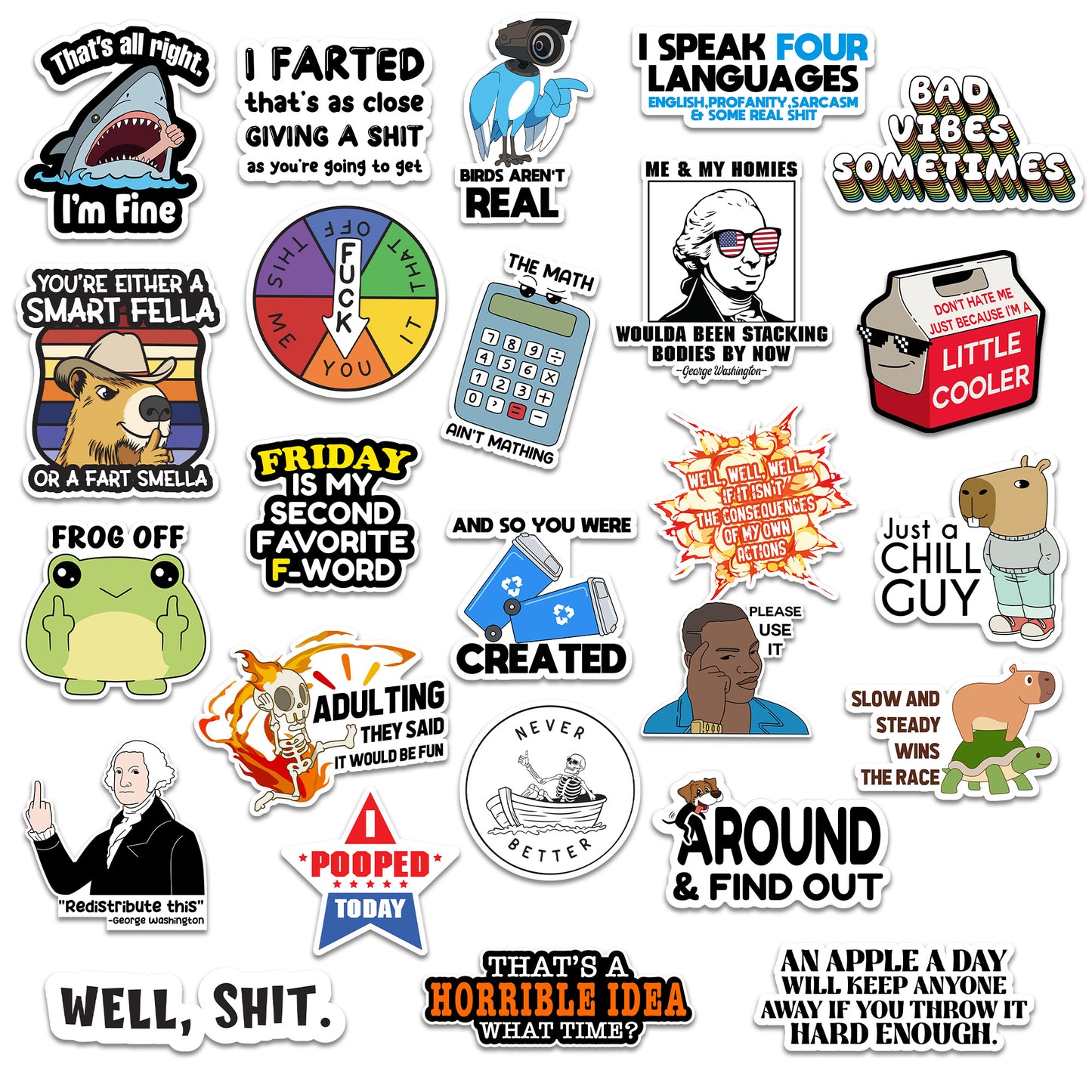 NEW 100pcs Sarcastic Stickers For Adults, Funny Sarcastic Pack for laptop water bottles , vinyl waterproof