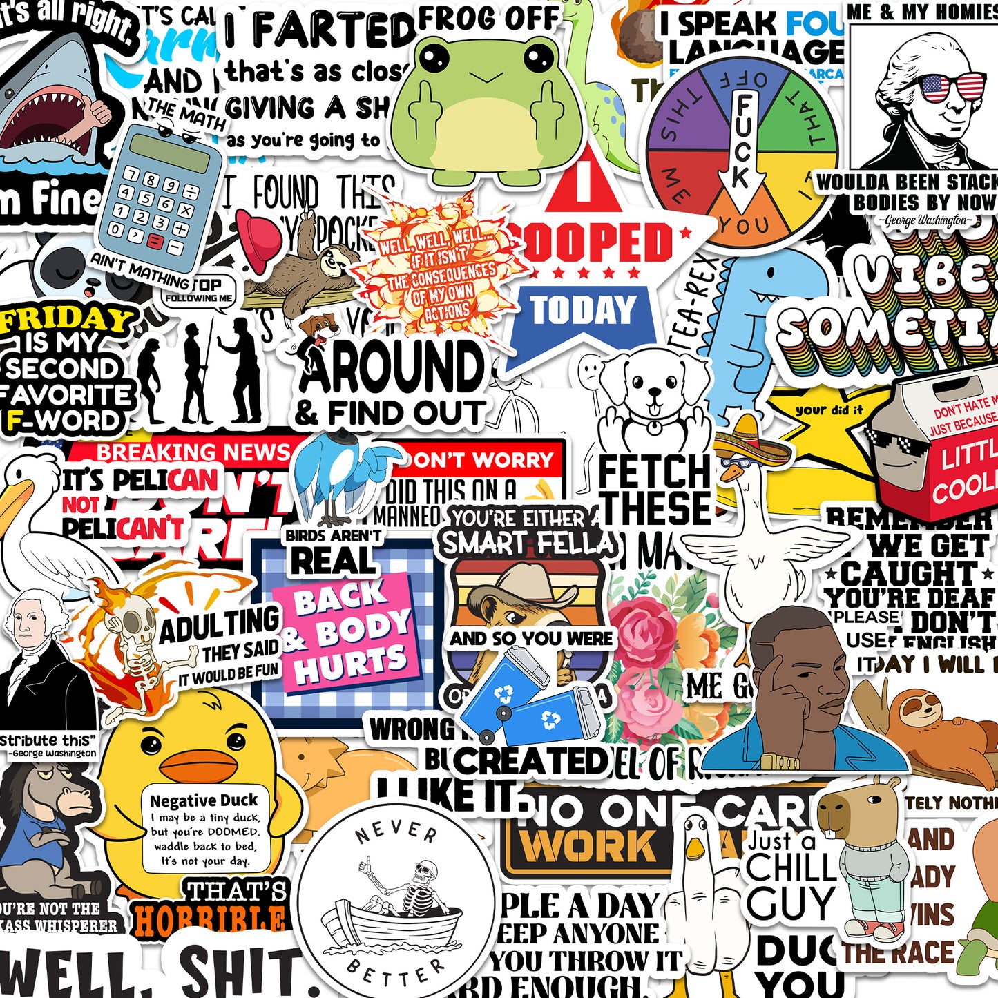 NEW 100pcs Sarcastic Stickers For Adults, Funny Sarcastic Pack for laptop water bottles , vinyl waterproof