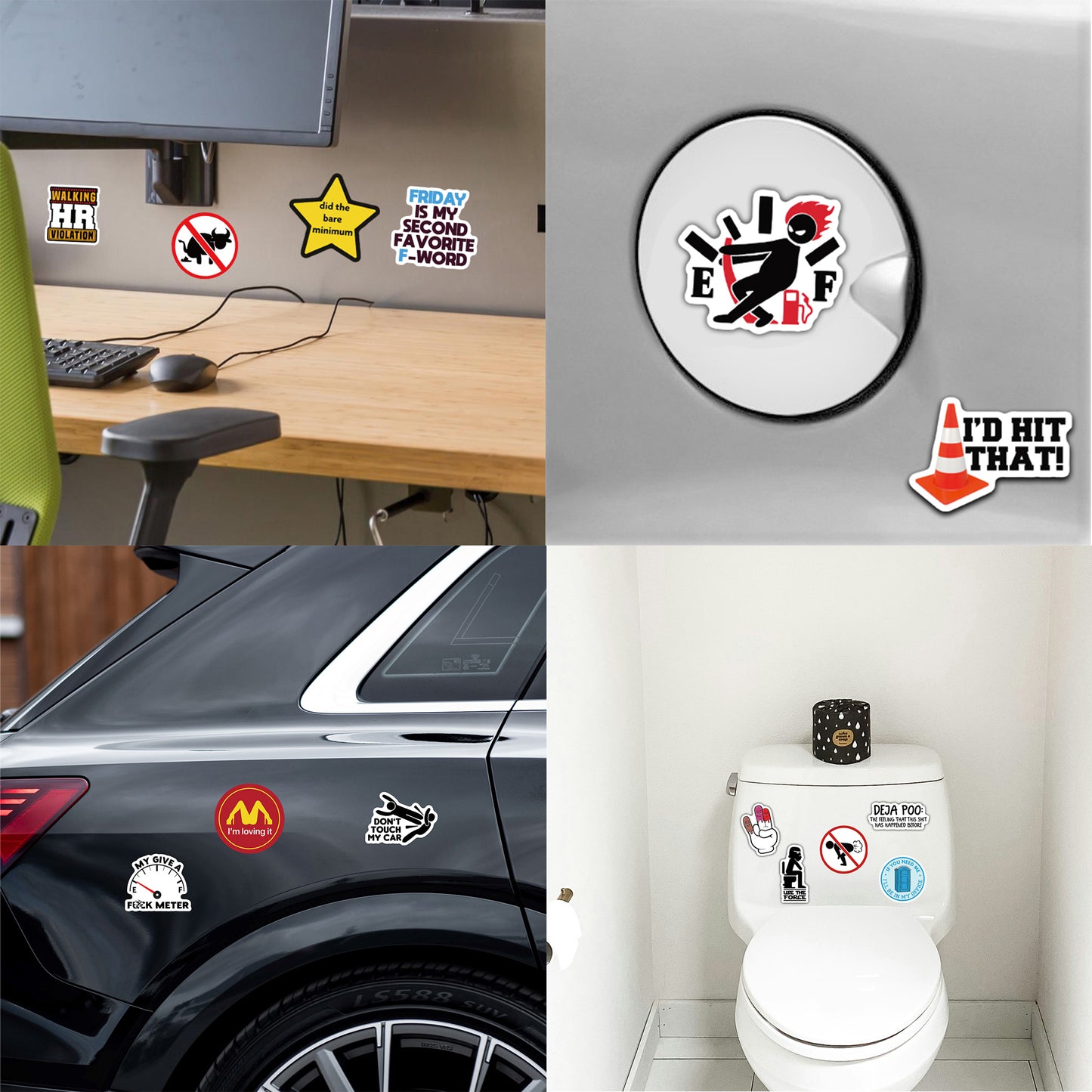 100-200pcs Funny Stickers for Adults, Prank Meme (Dirty) Large Sticker Pack for Bumper, Hard Hat, Water Bottles, Co-Worker, Computers, Vinyl Waterproof Decals