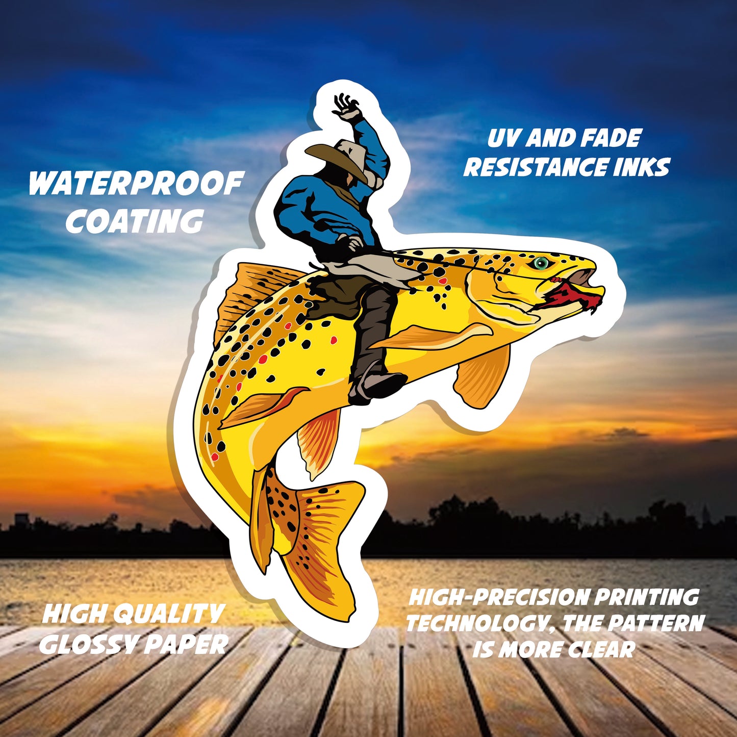 73PCS Funny Fishing Stickers – Waterproof Vinyl Decals for Tackle Box, Bucket, Laptops, Cars...