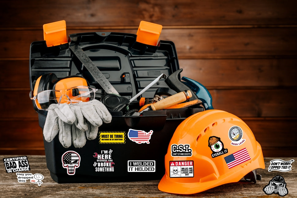 300 PCS Hard Hat Stickers Pack (DIRTY) - For Helmet, Toolboxes... Waterproof Vinyl
