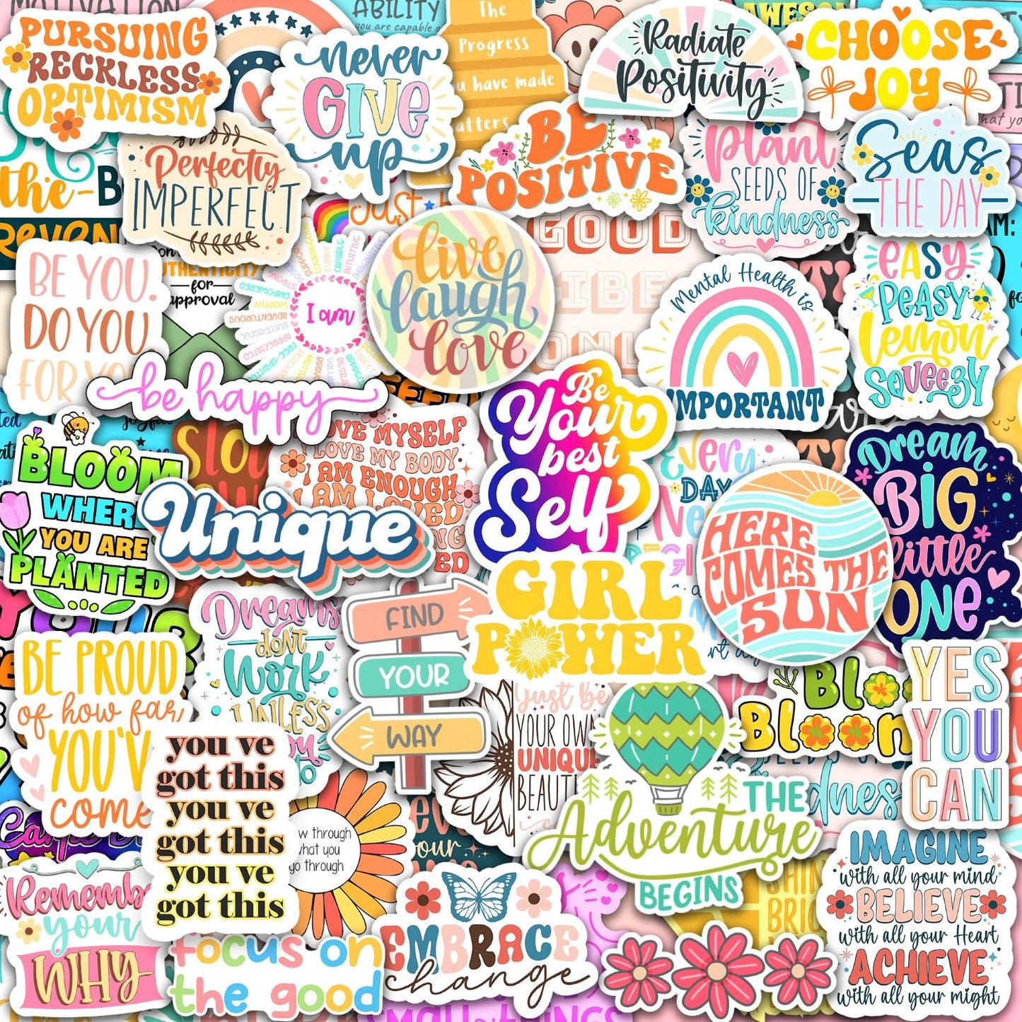 200PCS Motivational Stickers for Vision Board Water Bottles Laptops, Inspirational Quote Waterproof Vinyl for Journals Cups, Affirmation Boho Stickers for Women Holographic
