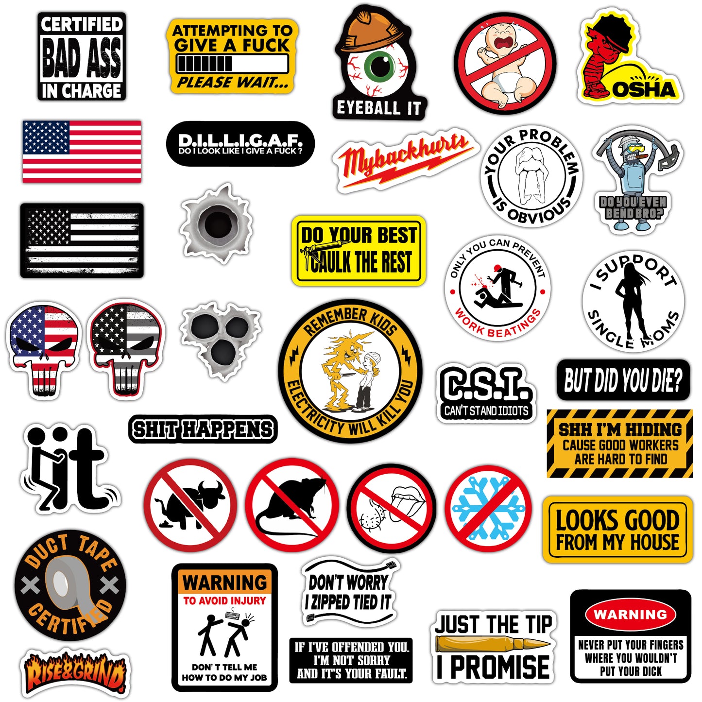 300 PCS Hard Hat Stickers Pack (DIRTY) - For Helmet, Toolboxes... Waterproof Vinyl