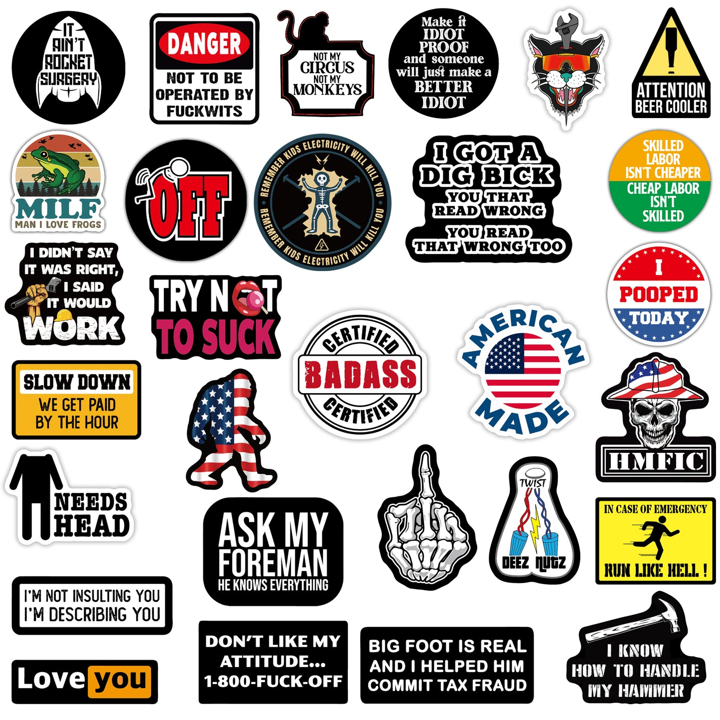 300 PCS Hard Hat Stickers Pack (DIRTY) - For Helmet, Toolboxes... Waterproof Vinyl