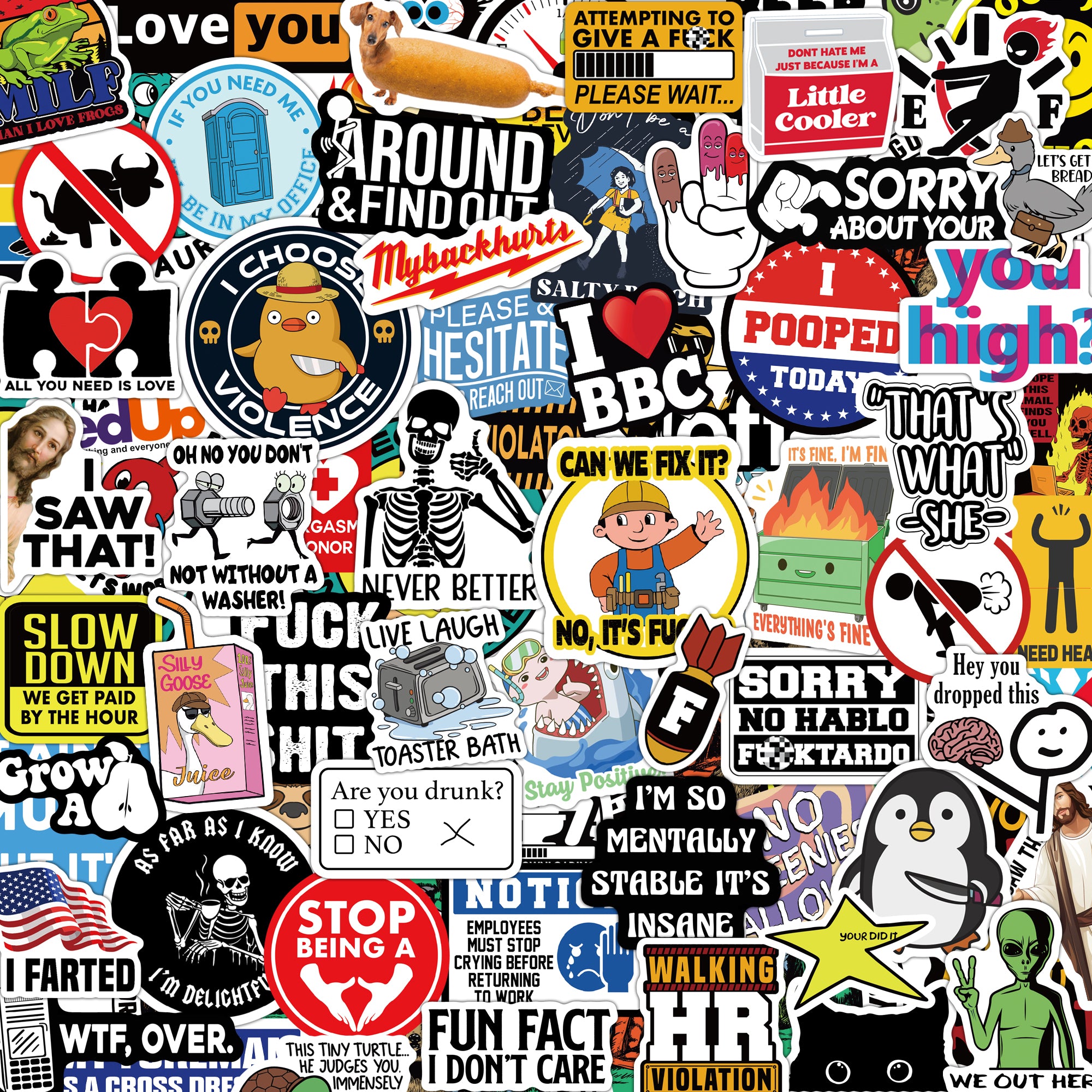 100-200pcs Funny Stickers for Adults, Prank Meme (Dirty) Large Sticker ...