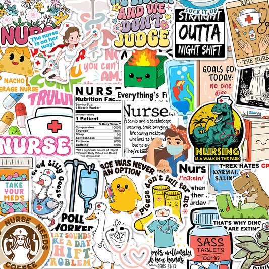 120Pcs Funny Nurse Stickers – Hilarious Medical Decals for Laptop