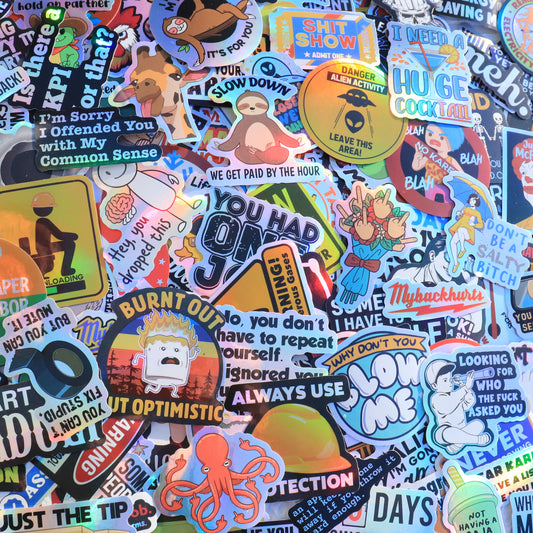 300PCS Just Send it Stickers Pack for Adults - Holographic Hard Hat sticker, Breakroom Humor Waterproof Vinyl for Welding Helmet, Tool Box, Electrician, Mechanic Tools - Blue Collar Gifts for Co-Workers No Repeat